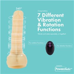Vibrating and Rotating Dildo with Remote - Beige