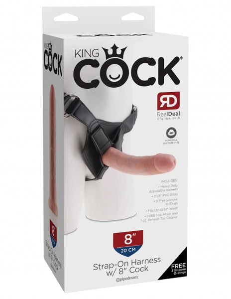 King Cock Strap-On Harness w/ 8" Cock - Flesh