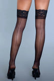 Start Me Up Sheer Lace Top Stockings with Back Seam