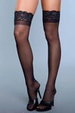 Start Me Up Sheer Lace Top Stockings with Back Seam