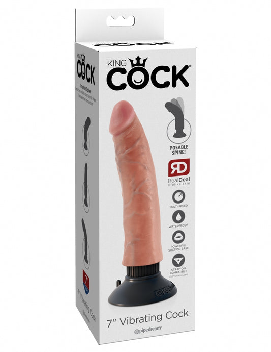 King Cock 7" Vibrating Dildo in Flesh