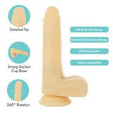Vibrating and Rotating Dildo with Remote - Beige